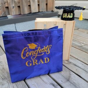 Grad Gift Bundle – Congrats Bag & Cap Decor w/ Gold GRAD Letters & Tassel